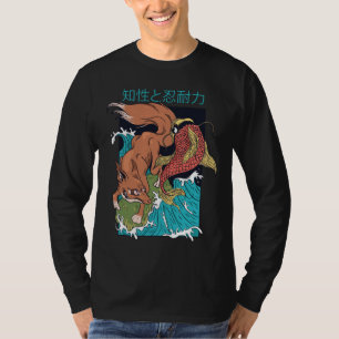 Koi Fish with Fox Japanese Style Design T-Shirt