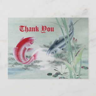 Koi Fish with Lotus Postcard