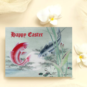 Koi Fish with Lotus Postcard