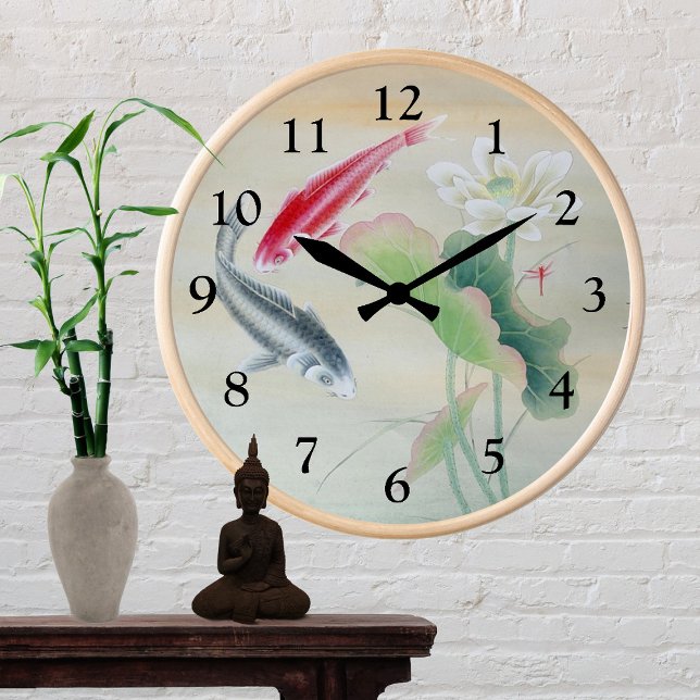 Koi Fish with Lotus Round Clock (Creator Uploaded)