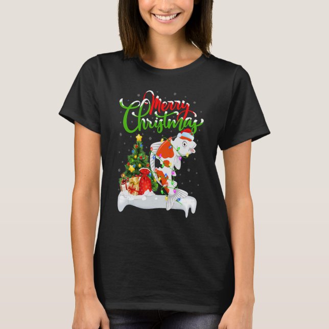 Koi Fish  Xmas Decorations Santa Koi Christmas T-Shirt (Front)