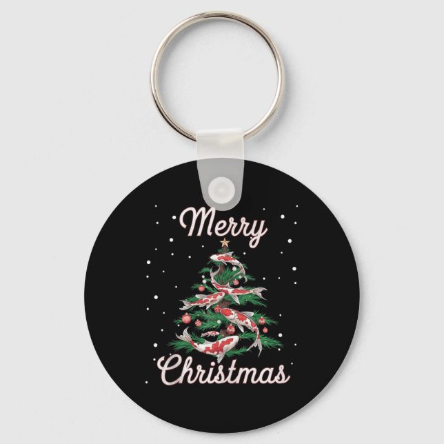 Koi Fish Xmas Tree Koi Carp Christmas Tree  Key Ring (Front)