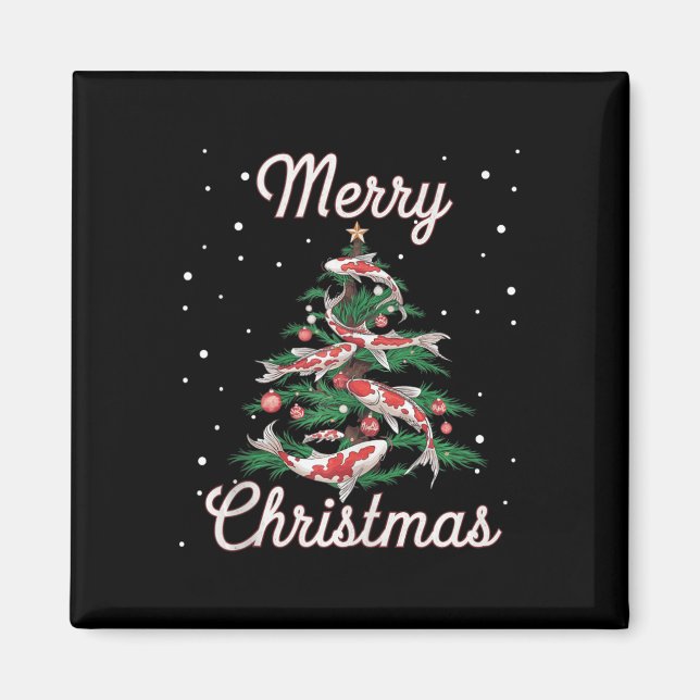 Koi Fish Xmas Tree Koi Carp Christmas Tree  Magnet (Front)