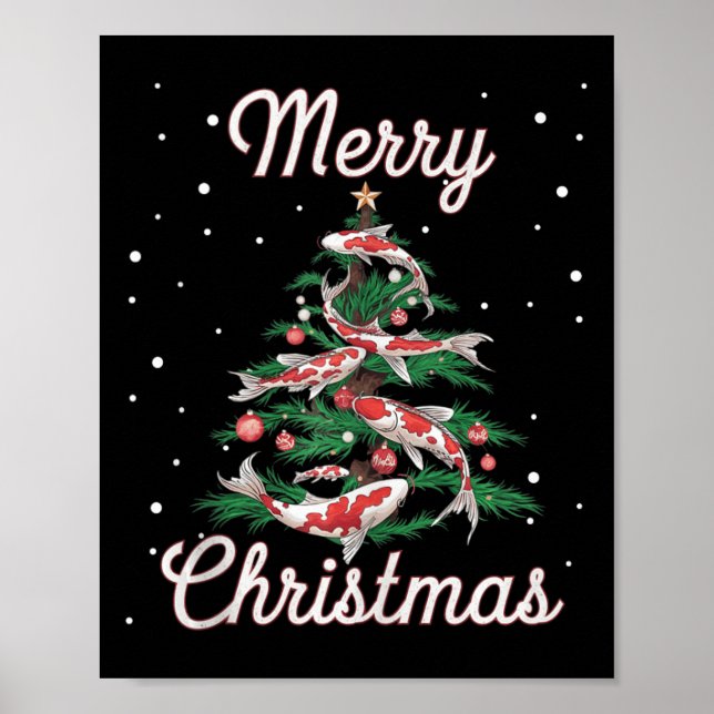 Koi Fish Xmas Tree Koi Carp Christmas Tree  Poster (Front)