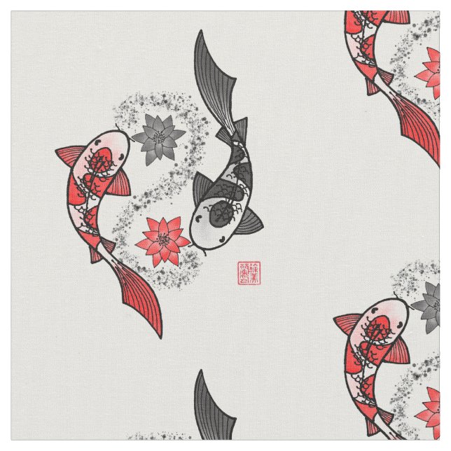 Koi Fish Yin Yang Motif Cloth (Close Up)