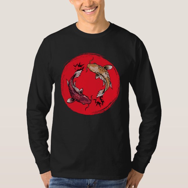 koi fish ying yang with bamboo tees  Japanese Flag (Front)