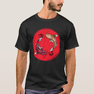 koi fish ying yang with bamboo tees Japanese Flag