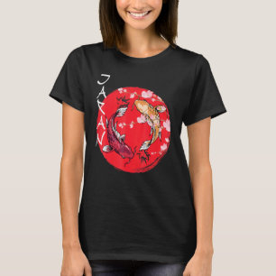 Koi Fish Ying Yangjapanese Flag Japan Cherry Blos T-Shirt