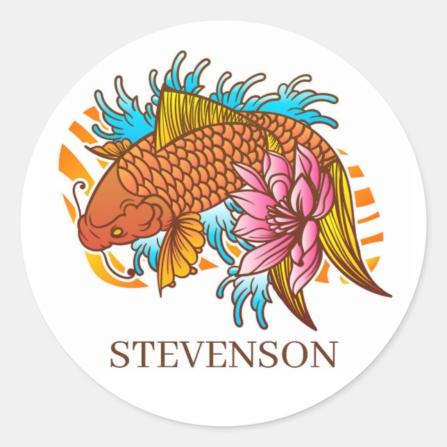 Koi Goldfish Home Sticker Envelope Seal Asian (Front)