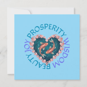 Koi good fortune pink and turquoise  invitation