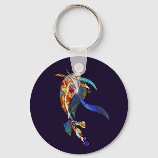 Koi in Space Glass Art Modern Keychain left