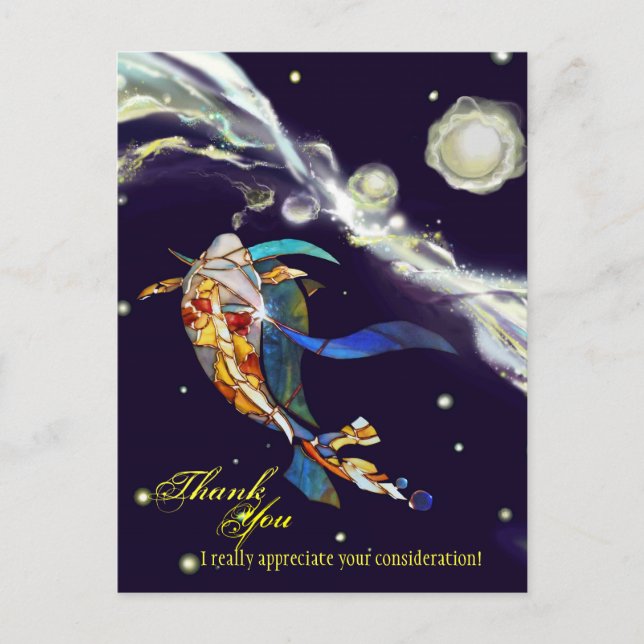 Koi in Universe Fantasy Design Thank You Postcard (Front)