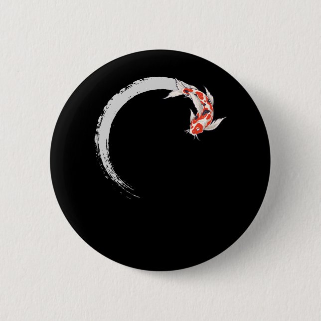 Koi Japanese Enso Circle Carp Fish 6 Cm Round Badge (Front)