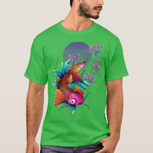 Koi Japanese Fish Cherry Blossom Nishikigoi Asian  T-Shirt