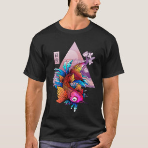 Koi Japanese Fish Cherry Blossom Sun Cherry Blosso T-Shirt