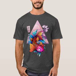 Koi Japanese Fish Cherry Blossom Sun Cherry Blosso T-Shirt