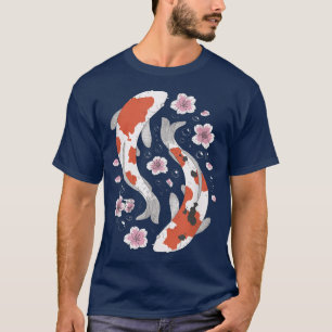 Koi Japanese Koi Carp Bubble Flower Yin Yang Sakur T-Shirt