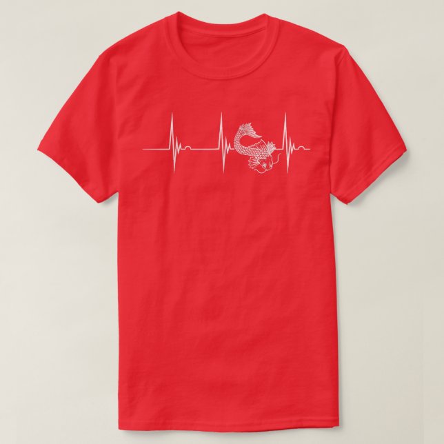 Koi Japanese Koi Carp Heartbeat EKG Pulse Nishikig T-Shirt (Design Front)