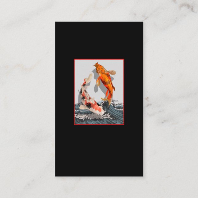 Koi Japanese Wave Water Carp Fish Business Card (Front)