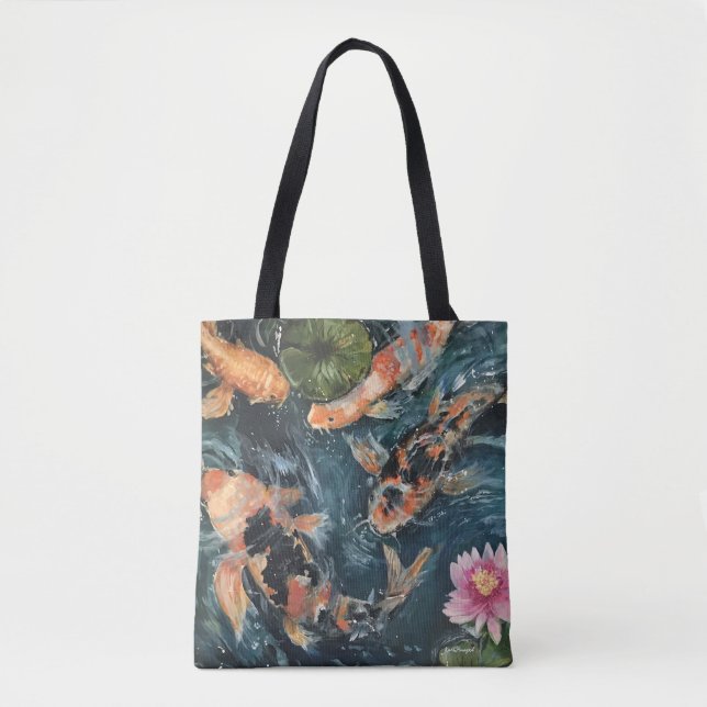 Koi Lotus Art All Over Print Tote Bag (Front)