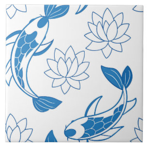 Koi Lotus Dreams Ceramic Tile