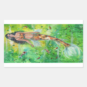 Koi mermaid Lily by Renee Lavoie Rectangular Sticker