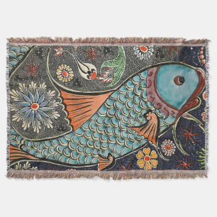 Koi Mosaic Throw Blanket