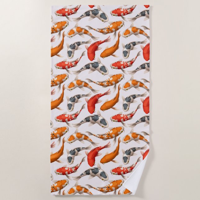 Koi, Oh Boy Beach Towel (Front)