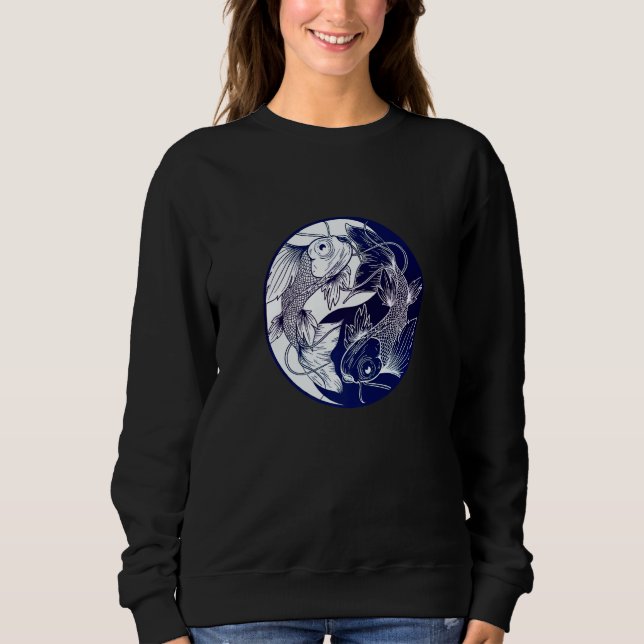 Koi Opposite Yin Yang Asian Carp Flower Japanese K Sweatshirt (Front)