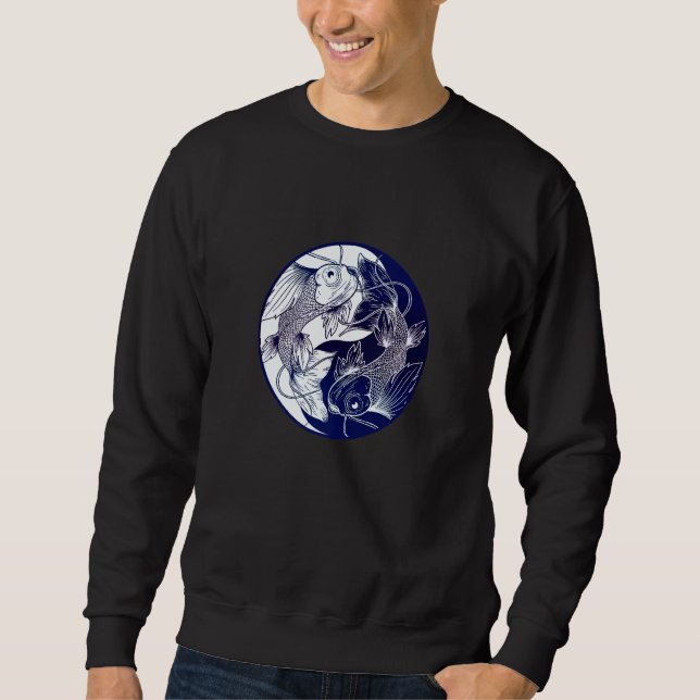 Koi Opposite Yin Yang Asian Carp Flower Japanese K Sweatshirt (Front)