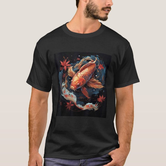 Koi Orbit Fishy Charm in Sakura Harmony T-Shirt (Front)