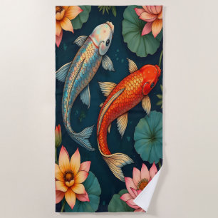 Koi Pair Beach Towel