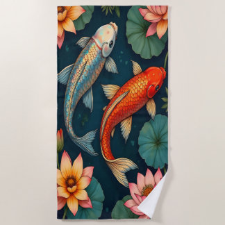 Koi Pair Beach Towel