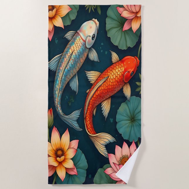 Koi Pair Beach Towel (Front)