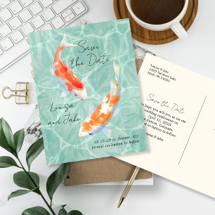 Koi Pair Tropical Save the Date Postcard