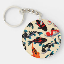 Koi Pattern Round Acrylic Keychain