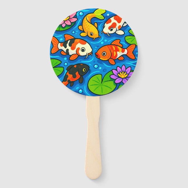 Koi Pond Art Hand Fan (Back)