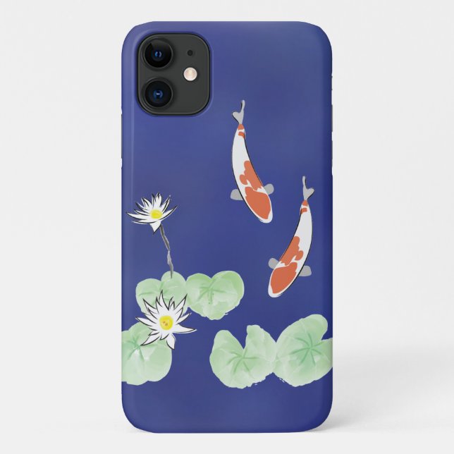 Koi Pond - Blue Background iPhone Case (Back)