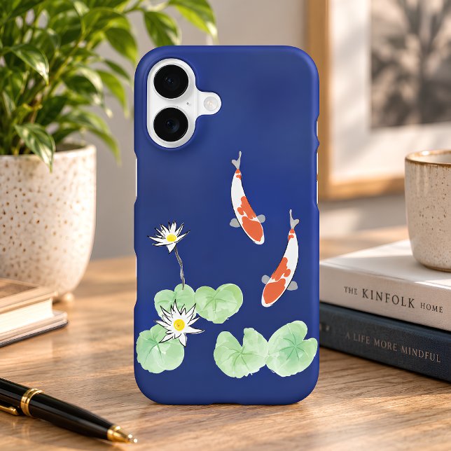 Koi Pond Blue iPhone 17 Case (Zen Koi Pond Blue iPhone 17 Case)