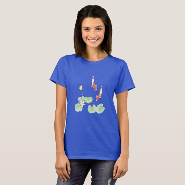 Koi Pond Blue Women's Basic Tshirt (Front Full)