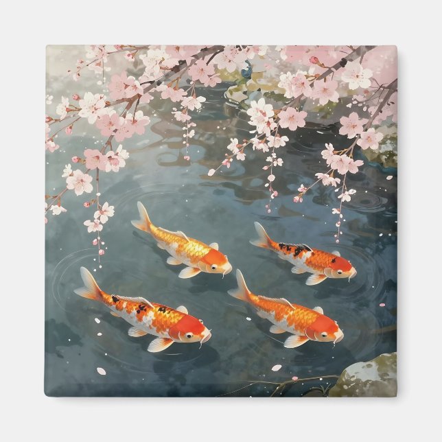 Koi Pond Cherry Blossom Serenity Magnet (Front)