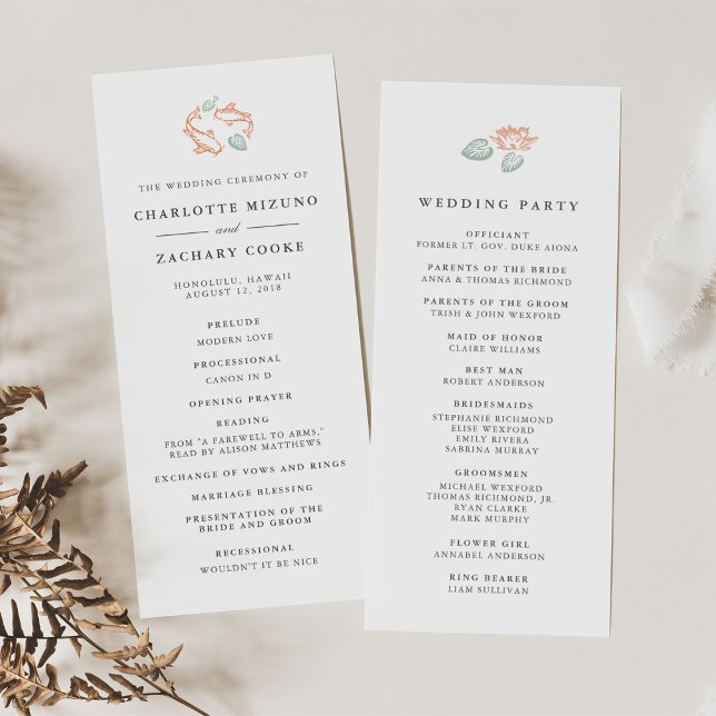 Koi Pond Double Sided Wedding Program Programme (Creator Uploaded)