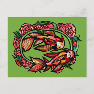 Koi Pond Fish Art Japanese Koi Ponds               Postcard