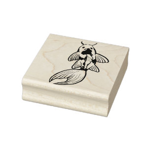 Koi Pond Fish Artwork Rubber Stamp