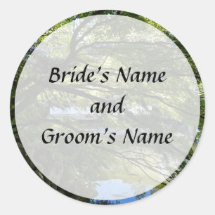 Koi Pond in Chinese Garden Save the Date Classic Round Sticker