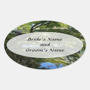 Koi Pond in Chinese Garden Save the Date Oval Sticker