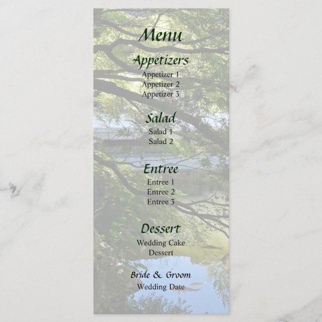 Koi Pond in Chinese Garden Wedding Menu (Front)