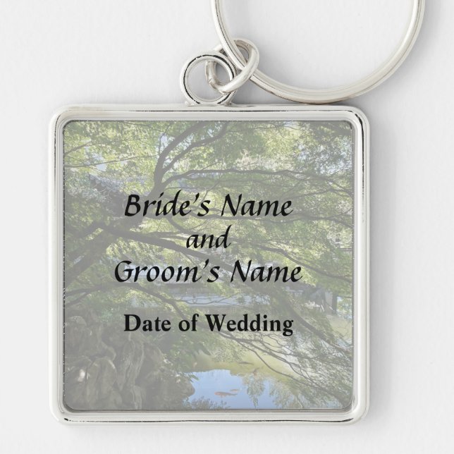 Koi Pond in Chinese Garden Wedding Products Key Ring (Front)