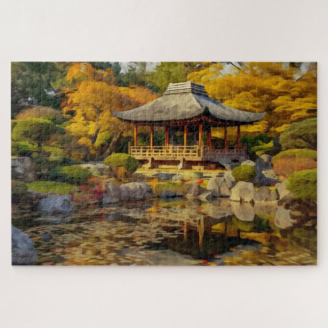 Koi Pond Japanese Jigsaw Puzzle for Adults (Horizontal)