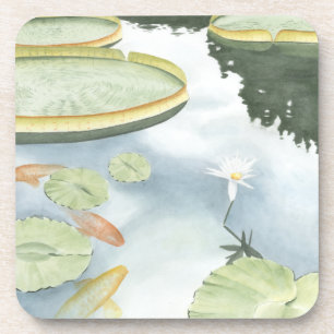 Koi Pond Reflection with Fish and Lilies Coaster